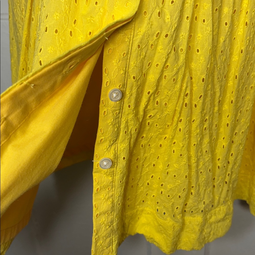 J. Crew Sleeveless Eyelet Button-Front Mini Dress in Yellow - Picture 4 of 5